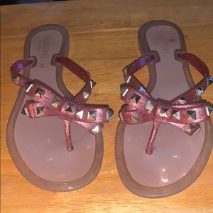 Valentino rockstud sandals rose gold